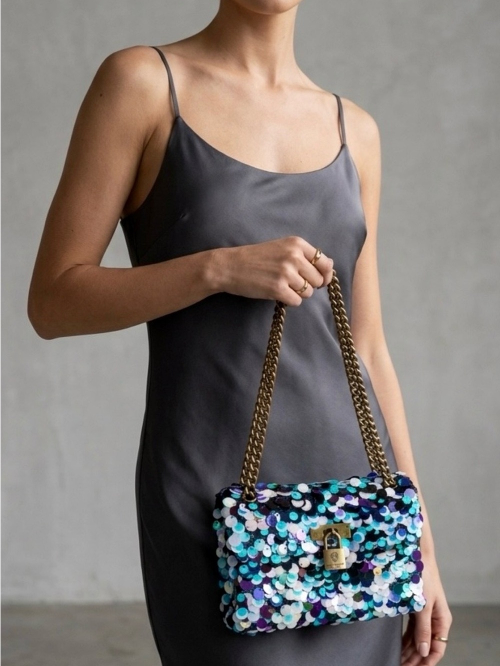KURT GEIGER LONDON MINI BRIXTON SEQUINED CROSSBODY BAG, NWT